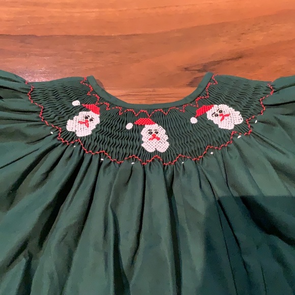 Girls simply smart 100% cotton green snowman Santa Christmas dress size 6X - Picture 2 of 5